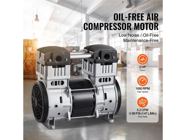 Air Compressor Motor, 2HP 5.2CFM @ 90PSI Oil Free Air Compressor Pump & Max. 145PSI Pressure, 78dB Ultra-Quiet Compressor Motor for Auto Repair,...