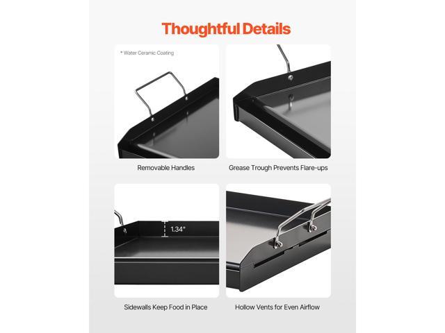 Carbon Steel Griddle, 24x16 inch Universal Flat Top Rectangular Plate, Gas Grill Griddle for BBQ Grill, Teppanyaki, Portable Family Cookware with...