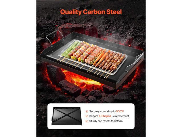 Carbon Steel Griddle, 24x16 inch Universal Flat Top Rectangular Plate, Gas Grill Griddle for BBQ Grill, Teppanyaki, Portable Family Cookware with...