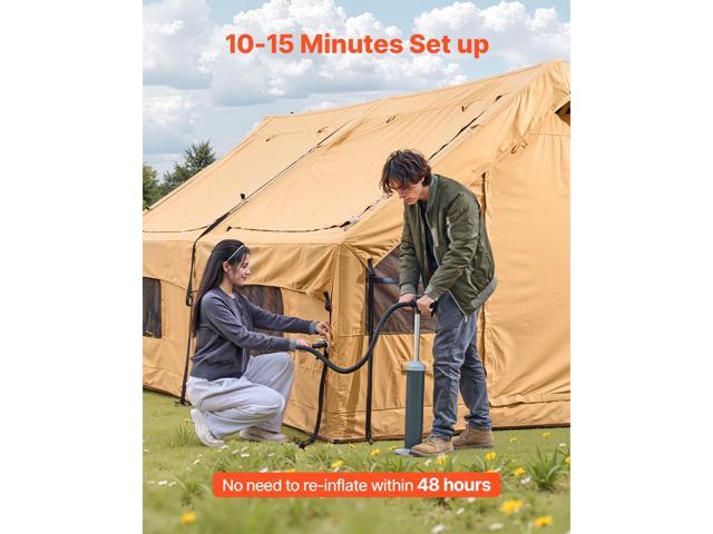 Inflatable Tents for Camping, 5-8 Person Easy Setup Blow up Tent with Hand Pump, Luxury Glamping Tent with 2 Skylights, Canopy, Stove Jack 2 Doors...
