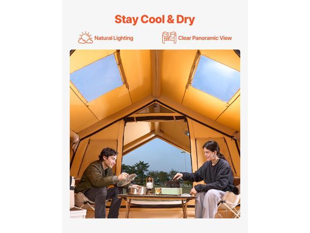 Inflatable Tents for Camping, 8-12 Person Easy Setup Blow up Tent with Hand Pump, 4 Season Luxury Glamping Tent with 2 Skylights, Canopy, Stove...