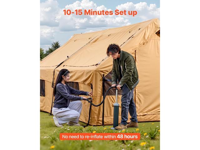 Inflatable Tents for Camping, 8-12 Person Easy Setup Blow up Tent with Hand Pump, 4 Season Luxury Glamping Tent with 2 Skylights, Canopy, Stove...