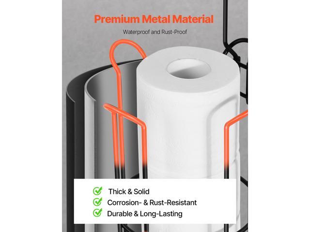 Free Standing Toilet Paper Holder with Shelf, 3-in-1 Premium Metal Material, Store Up to 4 Mega Rolls, Elevated Base Design, Tissue Roll Storage...