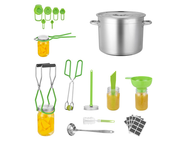Canning Supplies Starter Kit, 11 Pieces Stainless Steel Water Bath Canning Kit for Beginners, Canning Tools Set: Pot, Rack, Lid, Ladle, Funnel,...