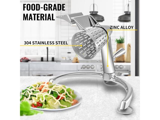 Rotary Cheese Grater, Zinc Alloy Rotary Vegetable Mandoline, Manual Cheese Mandoline with 5 Stainless Steel Cutting Cones, Manual Vegetable Grater...