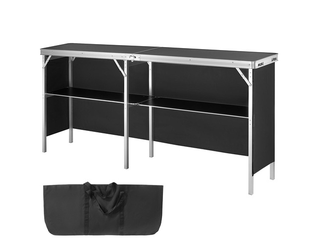 Extra Long Folding Portable Bar Table - Tradeshow Podium Table for Indoor, Outdoor, Party, Picnic, Exhibition, Includes Carrying Case, Storage...