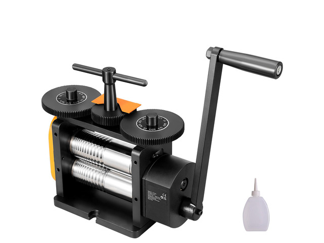 Rolling Mill, 2.24'/57 mm Jewelry Rolling Mill Machine, 1: 2 Gear Ratio, 3-in-1 Multi-function Rolling Mill, 0-5.5 mm Press Thickness for Metal...