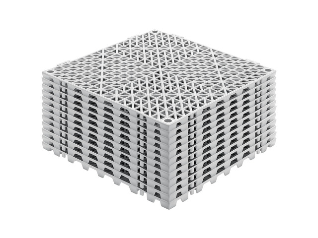 Modular Interlocking Cushion, 12 Pack 12' x 12' Splicing Drainage Mats, Soft PVC Interlocking Drainage Floor Tiles, Non-Slip Drainage Holes for...