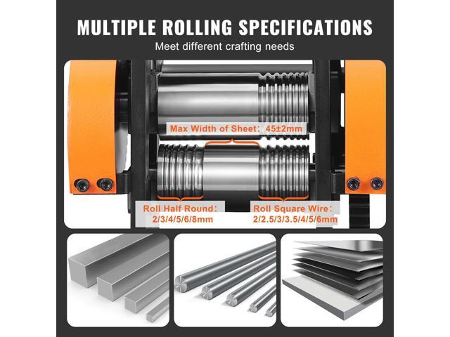 Rolling Mill, 1.77'/45 mm Jewelry Rolling Mill Machine, 1: 2.4 Gear Ratio, 3-in-1 Multi-function Rolling Mill, 0-6 mm Press Thickness for Metal...