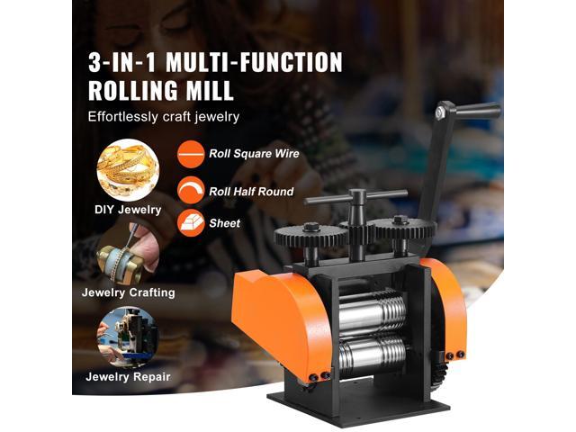 Rolling Mill, 1.77'/45 mm Jewelry Rolling Mill Machine, 1: 2.4 Gear Ratio, 3-in-1 Multi-function Rolling Mill, 0-6 mm Press Thickness for Metal...