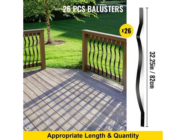 Deck Balusters, 26 Pack Metal Deck Spindles, 32.25/'x1/' Staircase Baluster with Screws, Aluminum Alloy Deck Railing for Wood and Composite Deck,...