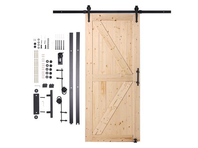 Barn Door and Hardware Kit, 36' x 84' Wood Sliding Barn Door, Smoothly and Quietly, Barn Door Kit with 8-in-1 Floor Guide and Door Handle, Spruce...