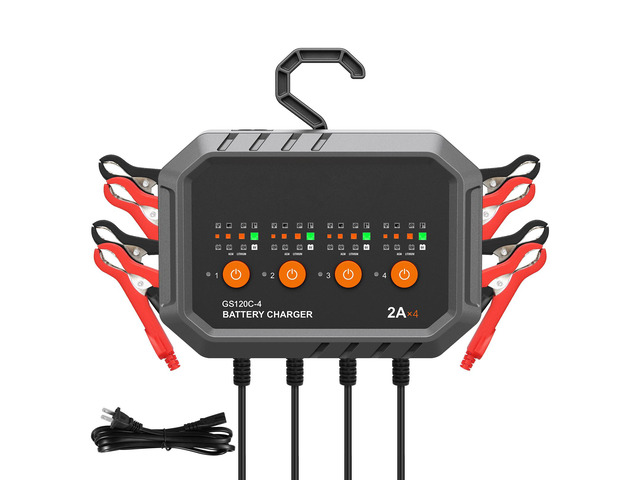 Smart Battery Charger, 8-Amp, LiFePO4 Lead-Acid (AGM / Gel / SLA) Car Battery Charger, Fully-Automatic Charger Maintainer for Boat Motorcycle Lawn...