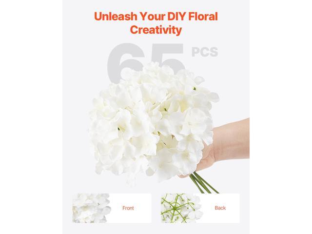 Artificial Flowers, 65 pcs Real Looking White Silk Fake Hydrangea Bulk, White Faux Bridal Shower with Stems for DIY Wedding Bouquets, Home...