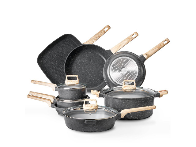 19 Piece Pots and Pans Set, Granite Nonstick Cookware Set, Induction Cookwares, Kitchen RV Cooking Sets with Frying, Sauce, Saute, Tempered Glass...