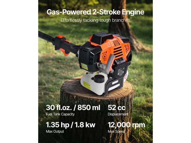 Gas Pole Saw, 52CC 2 Stroke Gas Powered Pole Saws with 14 in Cutting Bar, Cordless Tree Trimmer with 30 fl. oz Fuel Tank, 7.2 to 10 ft Extendable,...