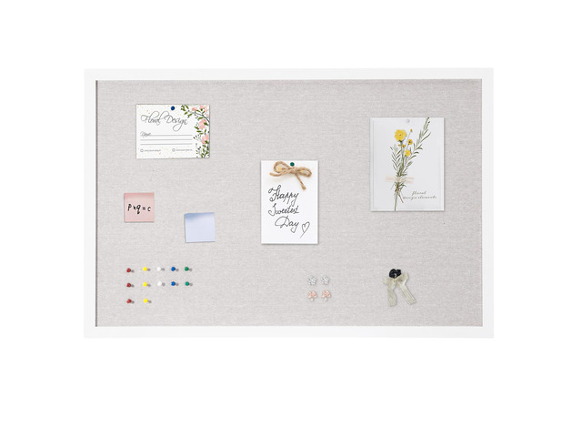 36'x24' White Cork Board with Linen Surface Stylish Wall-Mounted Bulletin Board for Home, School, Office Elegant & Functional Noticeboard