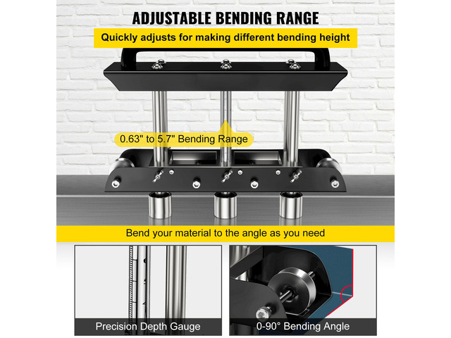 VEVOR Three-Station Edge Roller, Large Radius, 0-90 Bending Angle Sheet Metal Brake, Quickly Adjusts for Making 0.63'-5.7' Bends in 30-19 Gauge...