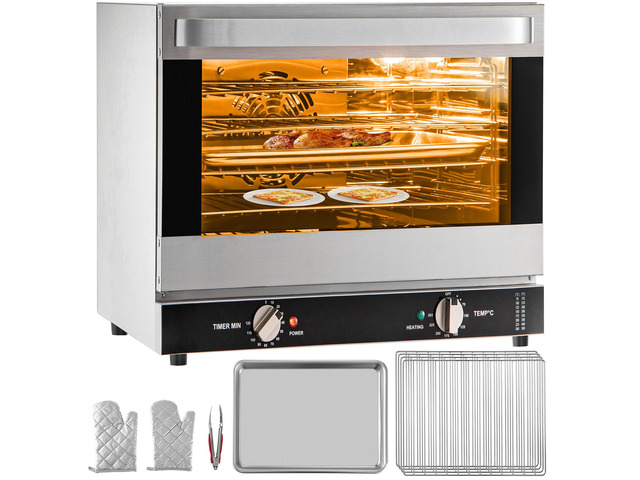 Commercial Convection Oven, 66L/60Qt, Half-Size Conventional Oven Countertop, 1800W 4-Tier Toaster with Front Glass Door, Electric Baking Oven with...