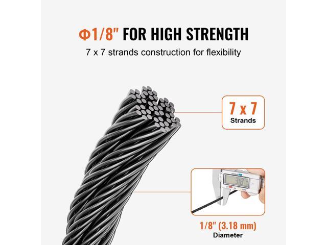 Wire Rope Kit, 1/8' 500 ft 316 Stainless Steel Cable with Cutter and Gloves, 1600 lbs Breaking Strength, 7x7 Strands Core Marine Aircraft Grade for...