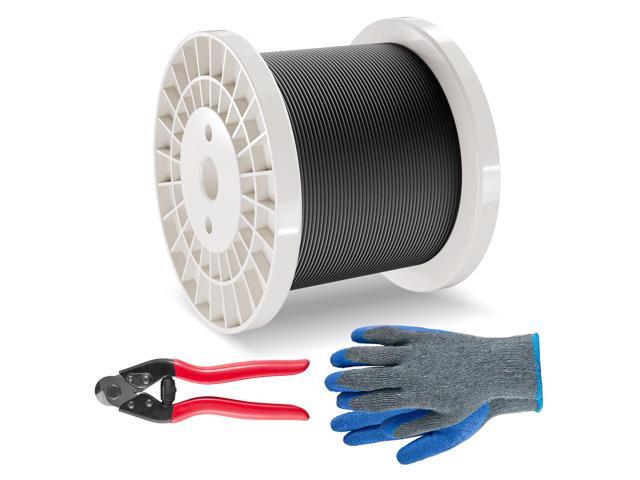 Wire Rope Kit, 1/8' 500 ft 316 Stainless Steel Cable with Cutter and Gloves, 1600 lbs Breaking Strength, 7x7 Strands Core Marine Aircraft Grade for...