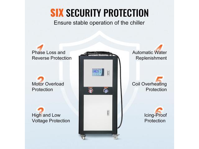 VEVOR Industrial Water Chiller, 9.4HP 16 Gal Air-Cooled Industrial Water Chiller, 15,100 Kcal/h Cooling Capacity with Finned Condenser...