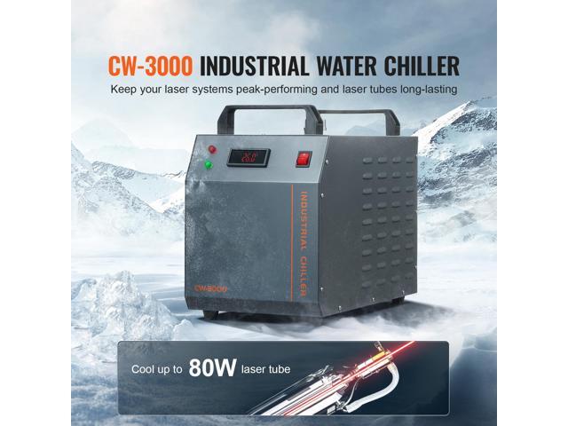 VEVOR Industrial Water Chiller, CW-3000, 80W Air-Cooled Industrial Water Cooler Cooling System with 12 L Water Tank Capacity 12 L/min Maximum Flow...