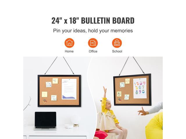 Cork Board, 24 x 18 inches, Double-sided Bulletin Board with MDF Sticker Frame, Vision Board Includes 10 Pushpins, for Display and Decoration in...