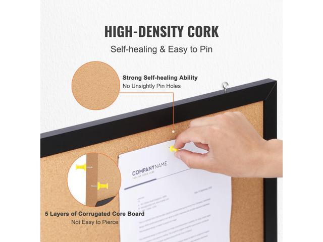 Cork Board, 24 x 18 inches, Double-sided Bulletin Board with MDF Sticker Frame, Vision Board Includes 10 Pushpins, for Display and Decoration in...