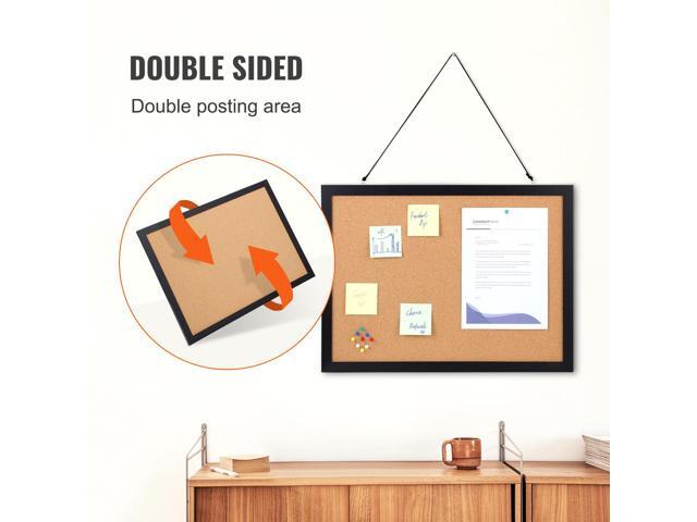 Cork Board, 24 x 18 inches, Double-sided Bulletin Board with MDF Sticker Frame, Vision Board Includes 10 Pushpins, for Display and Decoration in...