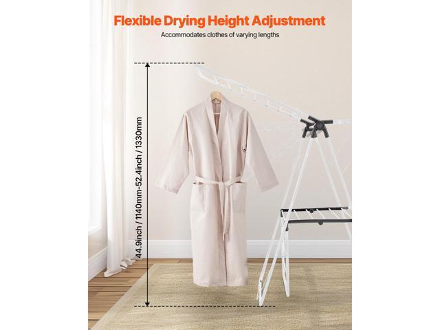 Clothes Drying Rack, 2-Tier Foldable Laundry Dryer Rack with Sock Clips & 31 Dry Rods, Metal Height Adjustable Drying Racks for Outdoor & Indoor,...