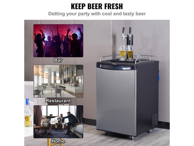 Beer Kegerator, Dual Tap Draft Beer Dispenser, Full Size Keg Refrigerator With Shelves, CO2 Cylinder, Drip Tray & Rail, 32°F- 75.2°F Temperature...