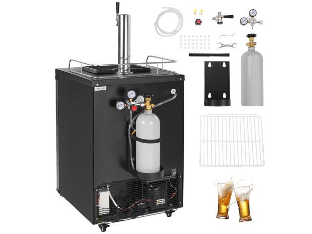 Beer Kegerator, Single Tap Draft Beer Dispenser, Full Size Keg Refrigerator With Shelf, CO2 Tank(No Gas), Drip Tray & Rail, 23°F- 82.4°F...
