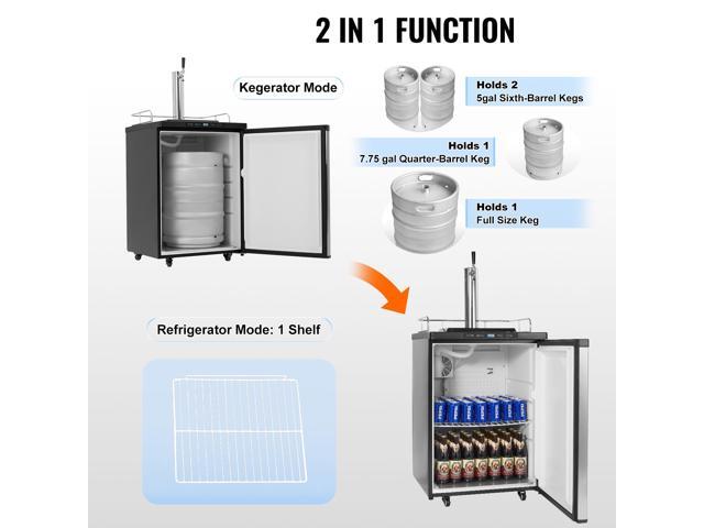 Beer Kegerator, Single Tap Draft Beer Dispenser, Full Size Keg Refrigerator With Shelf, CO2 Tank(No Gas), Drip Tray & Rail, 23°F- 82.4°F...