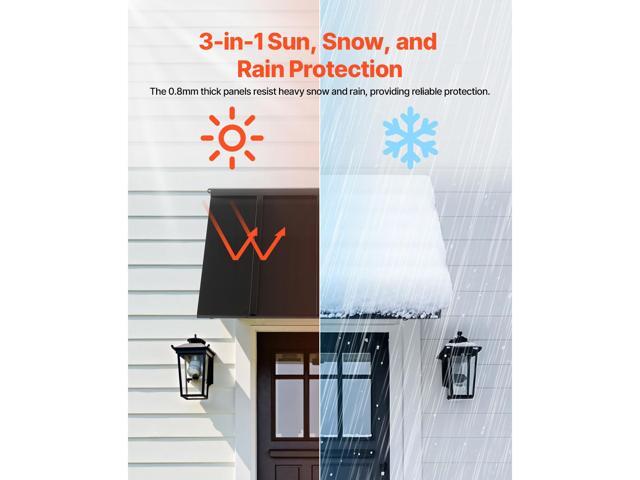 Fixed Metal Awning 44 x 24 in, Window Awning Door Canopy, Stable Triangle Steel Frame Awnings for Doors Exterior Rain, and Snow Sunlight Protection...