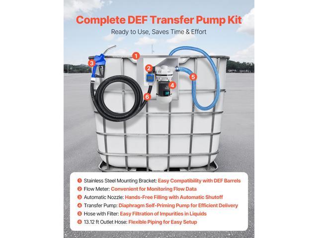 110V DEF Transfer Pump Kit, 8 GPM, Diaphragm Self Priming Electric Water Pump for Diesel Exhaust Fluid Urea, with Mounting Bracket Flow Meter...