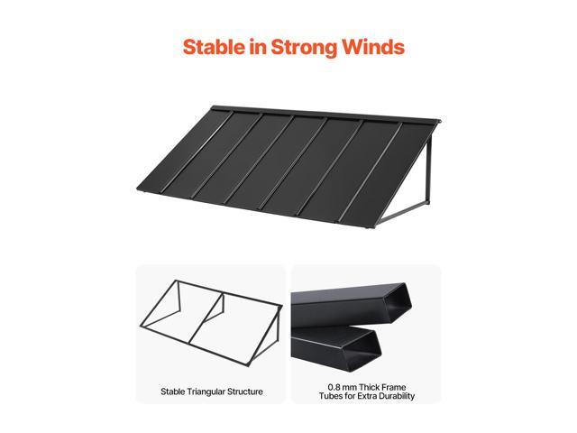 Fixed Metal Awning 80 x 36 in, Window Awning Door Canopy, Stable Triangle Steel Frame Exterior Awnings Rain, and Snow Sunlight Protection for Door...
