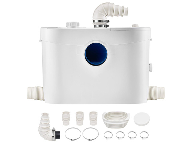 Macerator Pump, 900W, 48 GPM Flow, 40 ft/12 m Head, Macerator Sewerage Toilet Pump with 4 Water Inlets, Waste Water Disposal Upflush Machine for...
