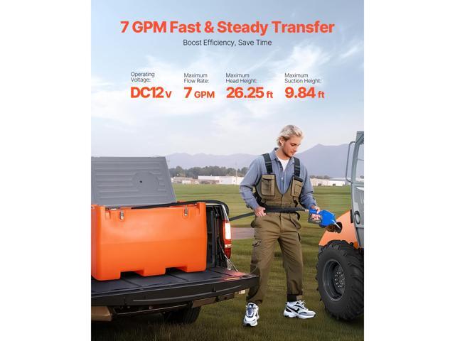 12V DEF Transfer Pump Kit, 7 GPM, Diaphragm Irrigation Self Priming Electric Water Pump, with 48 Gallon Tank, Automatic Nozzle, 9.84 ft Hose, 26.25...
