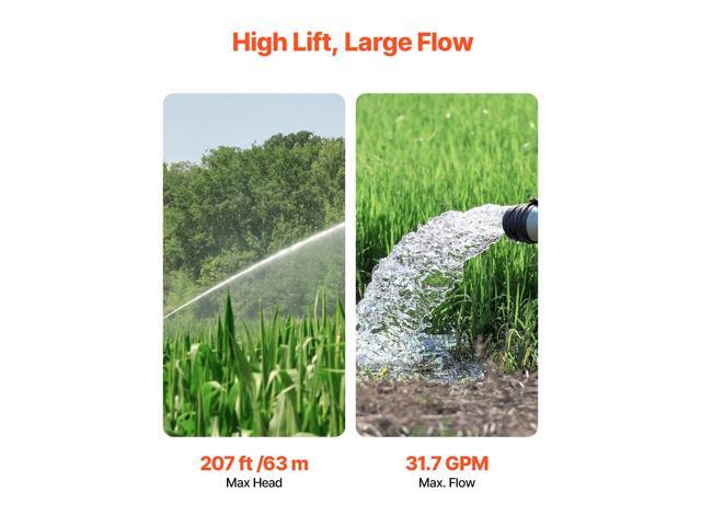 Deep Well Submersible Pump, 1 HP Output Power, 230V, 31.7 GPM Flow 207 ft Head, with 32.81 ft Cord External Control Box, Stainless Steel Water...