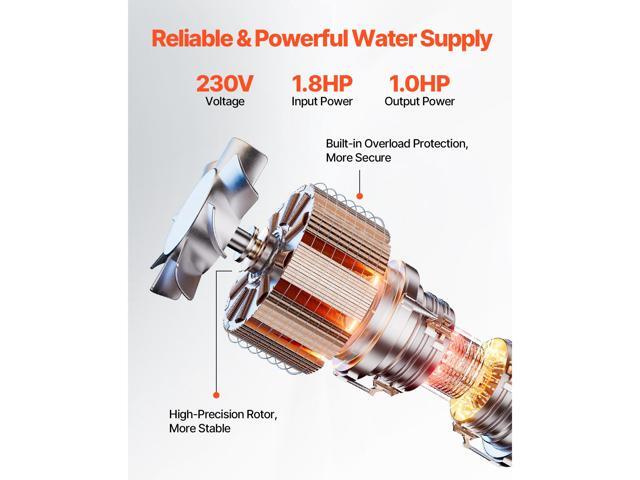 Deep Well Submersible Pump, 1 HP Output Power, 230V, 31.7 GPM Flow 207 ft Head, with 32.81 ft Cord External Control Box, Stainless Steel Water...