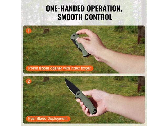 Folding Pocket Knife, 3.5 in/8.8 cm D2 Steel Blade, G10 Handle Small EDC Knife with Pocket Clip, Sharp Camping Survival Hiking Knife, 3.84 oz/0.1...