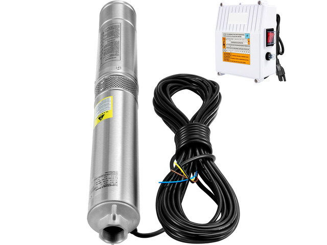 Deep Well Submersible Pump, 2HP 230V/60Hz, 37GPM 427 ft Head, with 33 ft Cord & External Control Box, 4 inch Stainless Steel Water Pumps for...