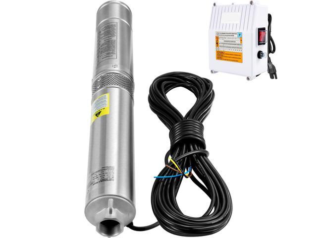 Deep Well Submersible Pump, 3HP 230V/60Hz, 37GPM 640 ft Head, with 33 ft Cord & External Control Box, 4 inch Stainless Steel Water Pumps for...