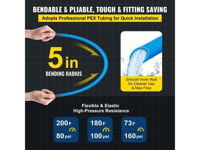 Pex Tubing, 1/' Pex Pipe 300ft Flexible Pex Hose Non Oxygen Barrier Pex Tube Coil 80-160psi Pex Water Line Blue Pex Piping for Hot & Cold Water...