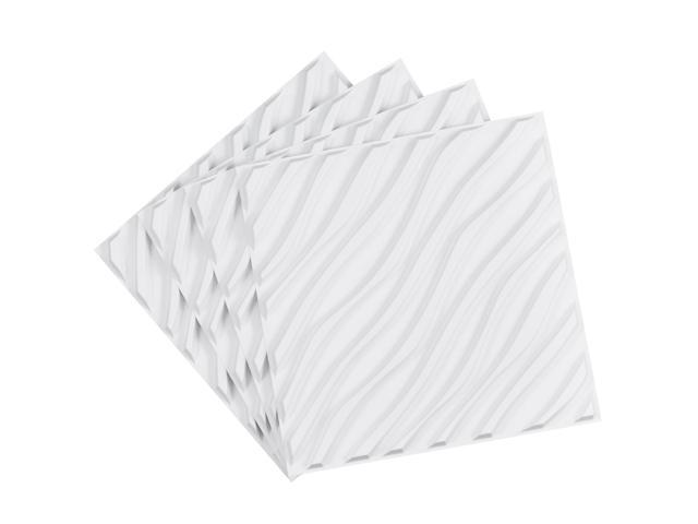 3D Wall Panels 12-Pack 19.7 x 19.7 inch PVC 32 Sq. Ft Coverage Wave Matte White