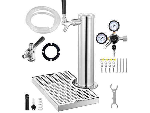 Kegerator Tower Kit, Single Tap Beer Conversion Kit, Stainless Steel Keg Beer Tower Dispenser with Dual Gauge CGA320 Regulator & D-System Keg...