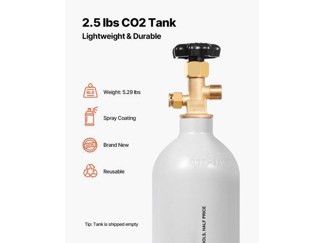 CO2 Tank, 2.5 lbs New Aluminum Alloy Cylinder, CO2 Air Tank with Light Gray Spray Coating, CGA320 Valve & Adjustable Pressure, DOT Approved...