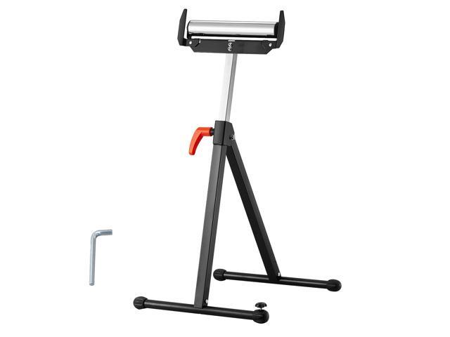 Roller Stand, 250 lb Load Capacity, 27 in-43 in Adjustable Height, Folding Heavy Duty with Edge Guides & 11.5 in Polished Steel Roller Head, for...
