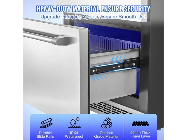 24' Undercounter Refrigerator, 2 Drawer Wine Refrigerator with Different Temperature, 4.87 Cu. ft. Capacity, Waterproof Indoor and Outdoor Under...